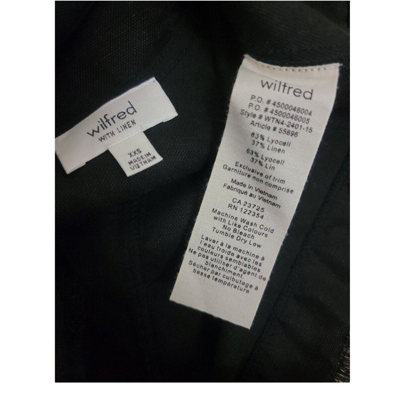 Aritzia Wilfred Black Octave Linen Tank Top Crop Blouse Fray Raw Hem Keyhole XXS - Picture 12 of 12